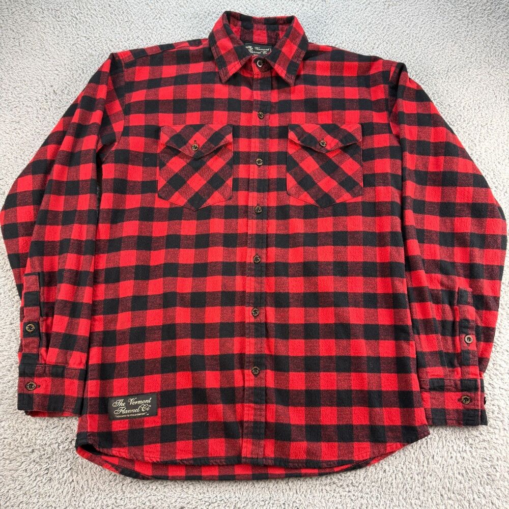 The Vermont Flannel Co Shirt Mens Small Buffalo Red Black Plaid Lumberjack USA